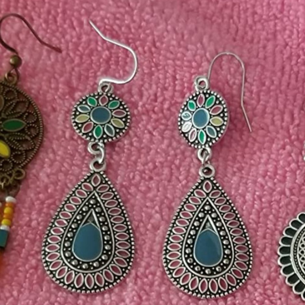 Elegant Boho Dangle Earrings Unique Teardrop Dangling Bohemian Jewelry Ladies - Picture 3 of 5